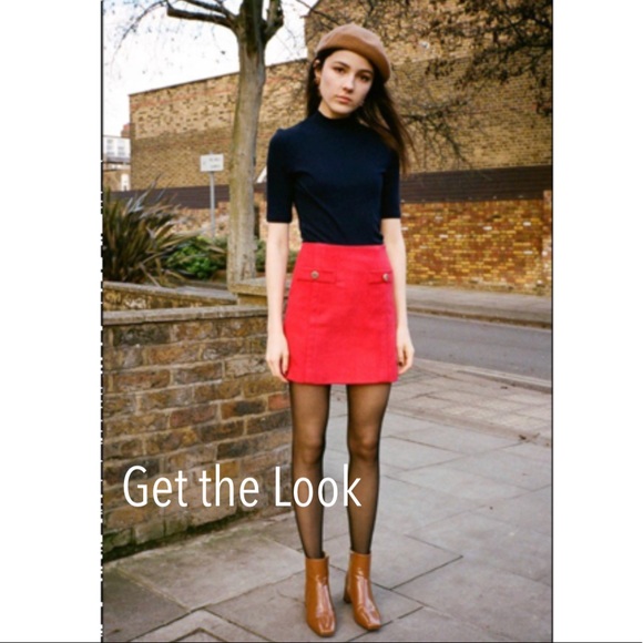 J.Crew Factory Red Wool Mini Skirt - Picture 1 of 5